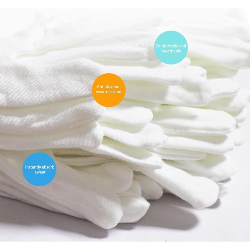 24 paia di guanti in cotone eczema, guanti bianchi lavabili