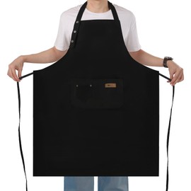 Yuubin Extra Large Aprons for Men, Adjustable Button Bib Apron with 3 Pockets Chef Cooking Kitchen Aprons Women,Water & Oil Resistant