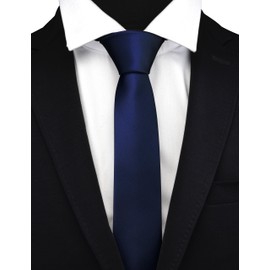 Branduce Mens Tie Solid Pure Color 2.4" Plain Skinny Necktie 6cm Slim Navy Blue Tie for Men (TA04-03)