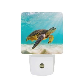 DIQISHIZHU Plug-in LED Night Light Dusk to Dawn Smart Sensor Bright Night Light Auto-On/Off Warm White for Bedroom Hallway Bathroom Kitchen Stairs Energy Efficient Sea Turtles in The Ocean