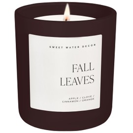 Sweet Water Decor Fall Leaves Candle, Large 15oz Jar, Soy Blend Wax Scented with Apple, Berry & Cinnamon, Cozy Autumn Home Candle, Non-Toxic & Long-Lasting, Thanksgiving Gift for Women, 70+ Hour Burn
