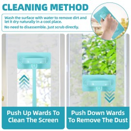Mesh Screen Cleaner,14.7″ Detachable Long-Reach Handle, Wet & Dry Dual-Use,Window Screen Cleaning Brush Washing Equipment, Pet Hair Cleaner 2 Pack