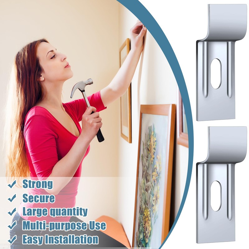 Hicarer 100 Pcs Picture Hanging Security Wall Support Brackets Picture