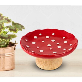 dgudgu Mushroom Fruit Bowl For Kitchen Counter 10 Inch Fruit Holder Large Fruit Bowl Red Fruit Basket For Kitchen Fruit Holder