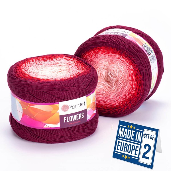 2 Skein Yarn Art Flowers Yarn 55% Cotton 45% Acrylic