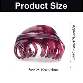 DSADKI Premium Hair Claw Clips For Thick Hair, Strong Holding Power Claw Hair Clamps Delicate Hair Grip for Women and Girls (Wine Red - 1pcs)