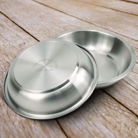 Lakerwin Stainless Steel Cat Bowls, Whisker Fatigue Relief Cat Food Water Dish, Metal Shallow and Wide Replacement Plate for Cat, Ideal for Raised Elevated Stand and Pet Feeding Station