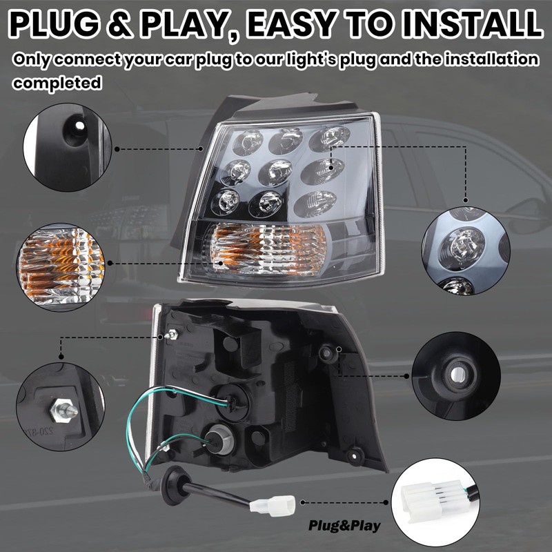 Clidr Right Side Tail Light Assembly for Mitsubishi Outlander EX