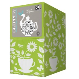Clipper Organic Earl Grey Tea Bags Natural, Unbleached, Plant-Based Biodegradable & Non GM Teabags Eco Conscious, All Natural Tea Bags Individually Wrapped (250 Teabags)