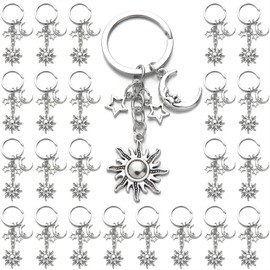 PHAETON 20PCS Moon and Sun keychain Star Keychain Moon keychain Sun Jewelry Pendant Moon and Sun keyring for Lover Gift