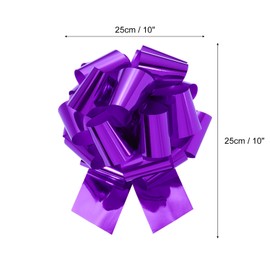MECCANIXITY 2Pcs 10 Inch Metallic Large Big Pull Bow Gift Wrapping Bows Ribbon for Wedding Car Baskets Presents Christmas Bow, Purple