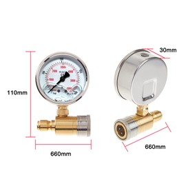 3/8in Pressure Gauge for Pressure Washer Quick Connect Shockproof Pressurization 5800PSI Pressure Gauge Piezometer