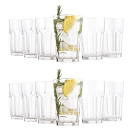 Vikko Large Drinking Glasses, 14 Ounce Glass Cups, Durable Glasses Drinking Set of 12, Stackable Water Glasses, Highball Glasses, Heavy Base Tumblers & Water Glasses, Dishwasher Safe Cups for Kitchen