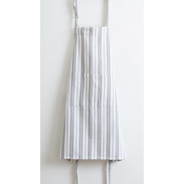 Casa De Lan 100% Cotton Apron For Men & Women - 28 x 32 Inches – Chef Aprons – Useful When Cooking, Baking, Gardening – Adjustable Strap Around Waist & Neck With Pockets Light Grey Stripes