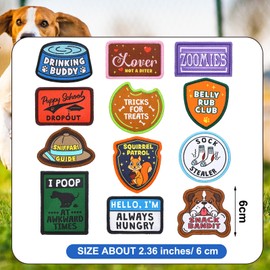 Solsew 12 Pcs Funny Cute Dog Patches for Harness Removable Vest Collar Hook Patch Set Dogs Proud Puppy Dad Mom Training Security Military Tactical Novelty Accessories Gifts