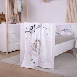 Herding babybest Coperta in microfibra, Sleeping little bear, 75 x 100 cm, 100% poliestere, bianco
