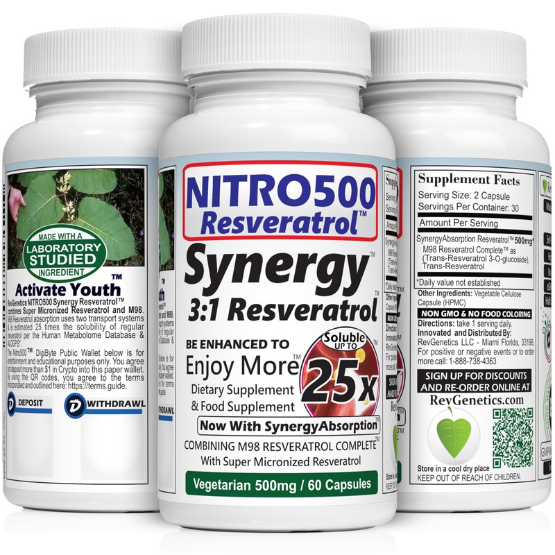 Nitro Synergy Resveratrol (Nitro500) with Up to 25x Solubility -