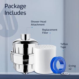 Mist Shower Filter for Hard Water Improves Skin, Hair, and Nails - High Output Shower Head Filter Softens Water and Removes Chlorine and Heavy Metals, Chrome