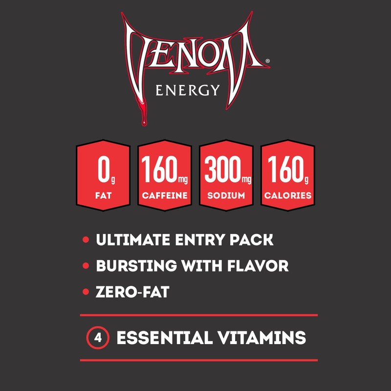 Venom Energy Drink, Original, 0 Fat, 160mg Caffeine, 16 Fl