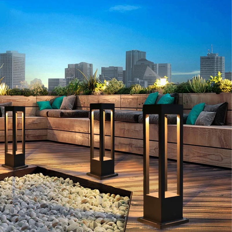 SLAWA Outdoor LED Post Light 23.62" Black Square Exterior Lawn