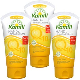 Kamill 3x75 ml Hand & Nail Cream ANTI-AGE with BIO Camomile, UV Filter, Vitamin E and Q10 | Germany