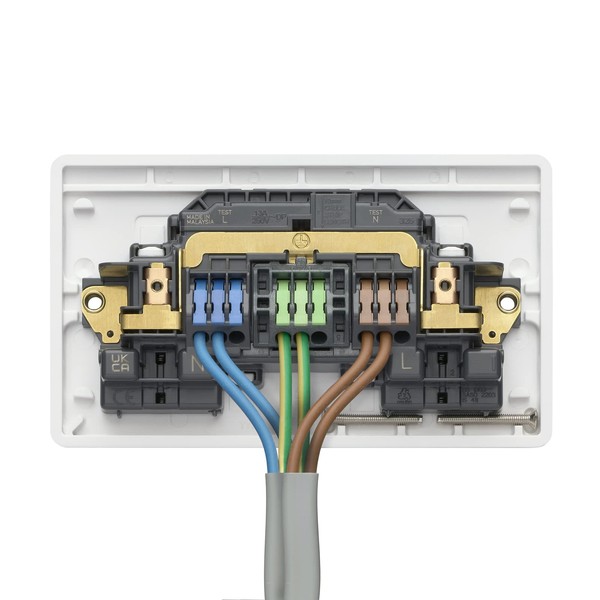 MK Electric Rapid Fix Screwless Termination Double Socket, White Moulded,