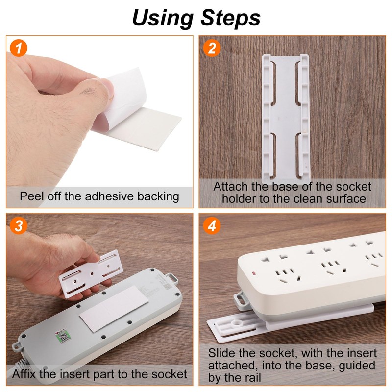 HARFINGTON 10pcs Adhesive Punch-Free Socket Holder, Power Strip Holder, Self-Adhesive