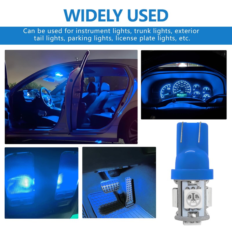 wuyaoyao 10PCS 194 LED Light Bulb, 6000K T10 168 W5W