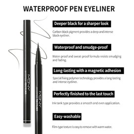 MQNY Waterproof Pen Eyeliner 0.6g Water, Sweat and Tear Resistant, Easy to Use, Korean Cosmetics (#03 Brown Black)