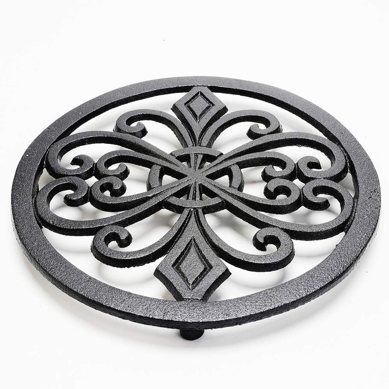 Sungmor Heavy Duty Cast Iron Round Metal Trivet,Rustproof Black Racks
