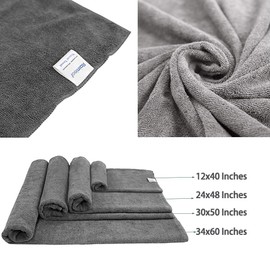 Rainleaf Microfiber Bath Towel Quick Dry Bath Swimming Towel,Oversized,Ultra-Compact,Super Absorbent,Washcloths for Bathroom, Shower,Travel,Backpacking-Gray 34'x60'