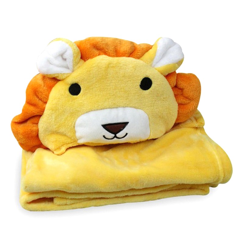 Yellow Lion Infant Flannel Blanket Stuffed Animal Head Baby Blanket