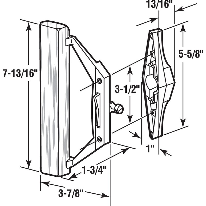 Prime-Line C 1025 Gray Diecast Sliding Door Handle with Wood