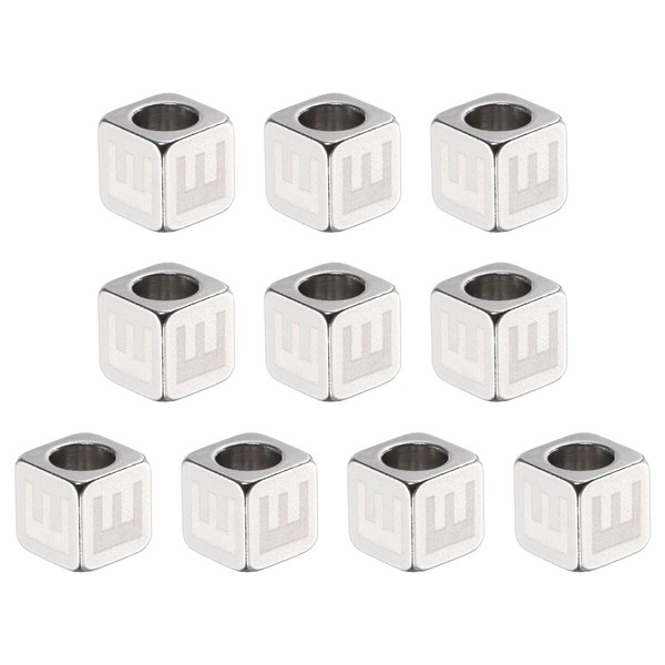 sourcing map 10Pcs Stainless Steels Letter Beads Alphabet Letter E