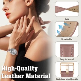 Slim Leather Watch Bands Compatible with Garmin Lily 2/Lily 2 Active/Lily 2 Classic/Lily 2 Sport Women Men,14mm Wristband,Replacement Stylish Slim Wristband Strap for garmin lily 2 Dark Pink