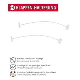 Gedotec H3951 Hatch Holder for Furniture Doors Hatch Fitting for Clothes Cupboard Flap Holder Kitchen White Plastic 200 mm Pack of 2 Flap Rope for Cupboard Doors & Bar Compartments