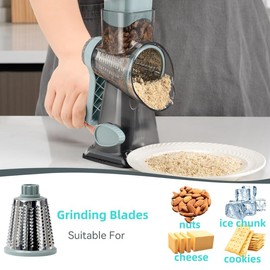 GYH&GXR Rotary Cheese Grater with Handle Vegetable Cheese Shredder Slicer Grater for Kitchen 3 Changeable Blades for Cheese Potato Zucchini Nuts Chocolate.