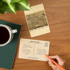 Dover, New Hampshire, Panoramic Map (4x6 Birch Wood Postcards, 2-Pack Stationary, Rustic Home Wall Decor)