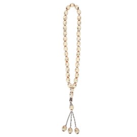 33 Beads Muslim Prayer Beads, Round Resin Unisex Muslim Prayer Beads Round Rediing Words Rosary Worship Supplies Accessory Religious Rosary Decor (Beige)