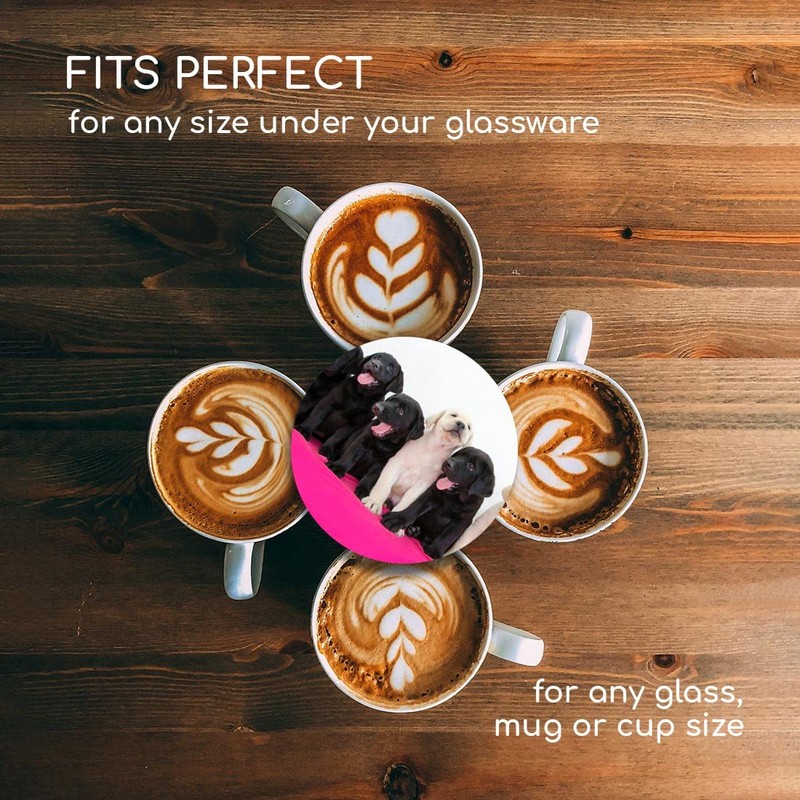 1 x Round Coaster - Labrador Puppies Puppy Dog Cork