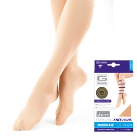 Neo G Energizing Compression Socks for Women Circulation - for spider or varicose veins, swollen legs, feet, ankles, tired and aching legs - Beige - L