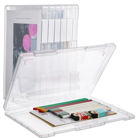 6 Pcs A4 Paper Organizer Box, Clear A4 File Portable Project Case, Plastic Scrapbook Paper Organizer Containers for Craft Paper Storage, Portable Board Storage for Art Supplies 8.6" x 12.4" Letter Pap
