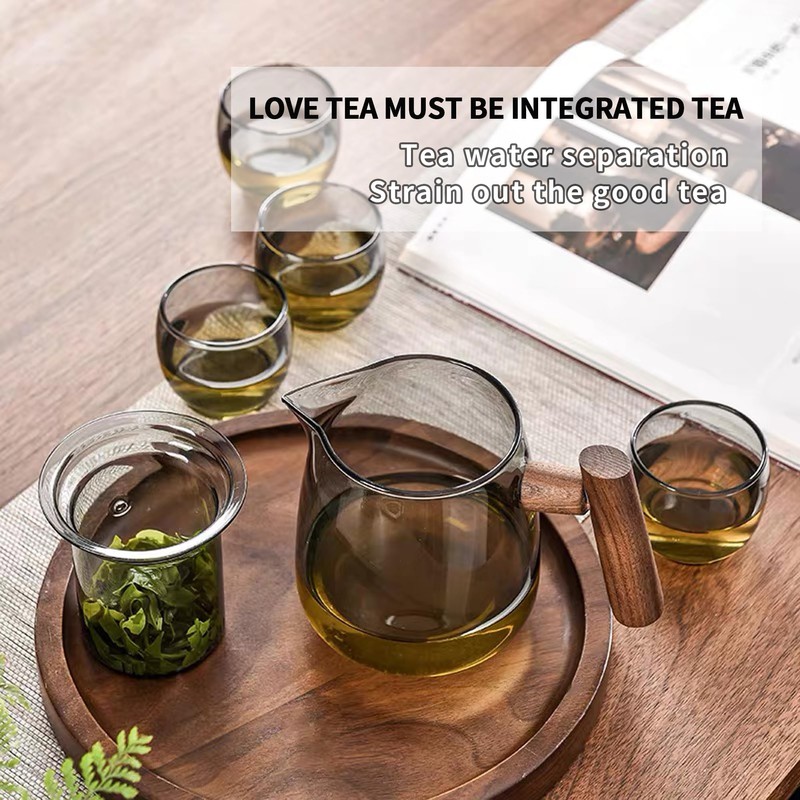 SHUWEICAO Glass Teapot,18.6oz/550ml Glass Tea Kettle With Wooden Handle,Stovetop &
