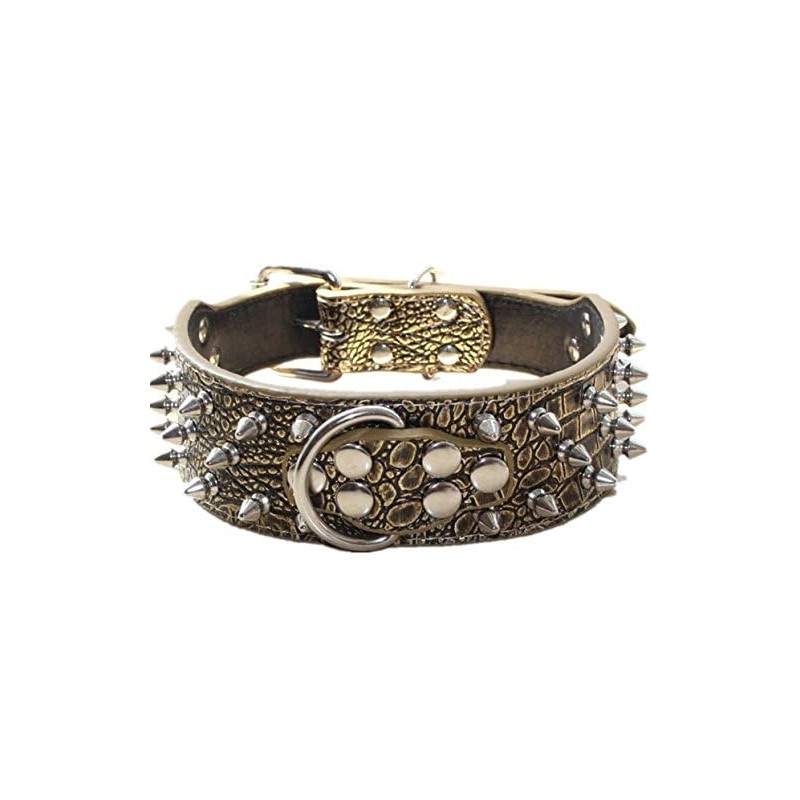haoyueer Spiked Leather Dog Collar Bullet Rivets Studded 2 Inch