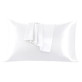 Satin Cushion Cover, 40 x 80 cm, Pack of 2, 100% Satin, Super Soft Pillowcase, White Cushion Cover