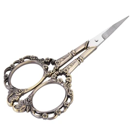 Embroidery Scissors, Vintage Flower Pattern Needlework Stainless Steel Scissors(Bronze)