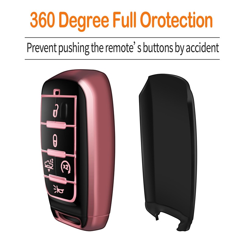 Sindeda for Dodge Key Fob Cover with Keychain Soft Full