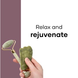 Saturn by GHC Facial Massager Jade Roller & Gua Sha Tool Natural Himalayan Stone for Face Neck Healing Skin Wrinkles & Serum Application