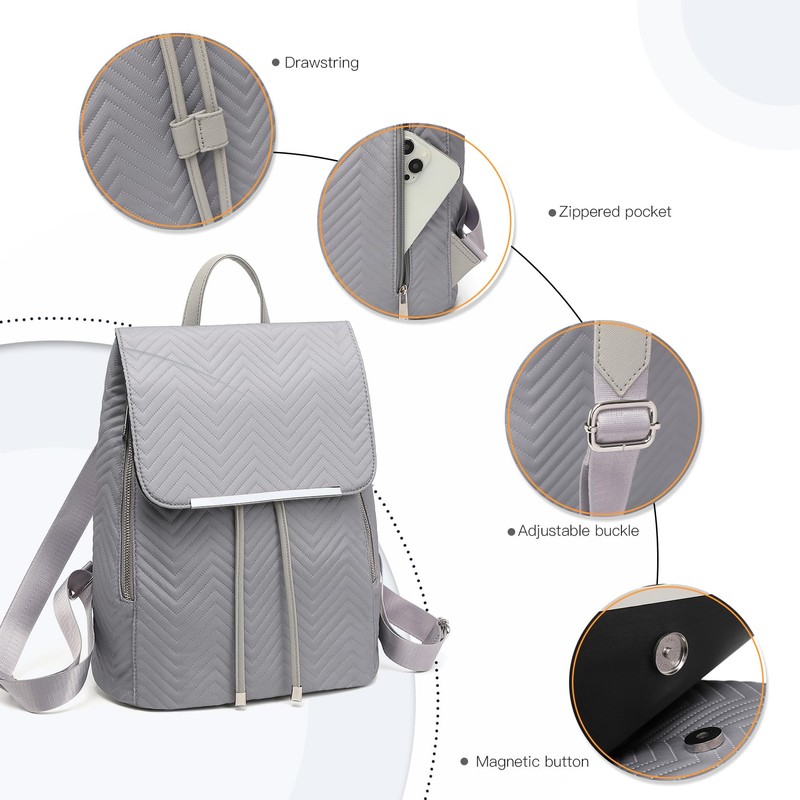 Miss Lulu Women's Faux Leather Backpack Elegant Rolltop Backpack Women's