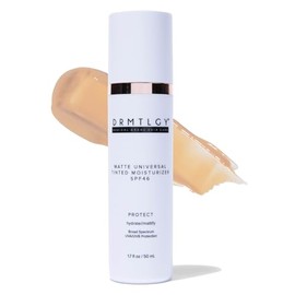 DRMTLGY Hidratante Matificante con Color SPF 46 – Protector solar facial antienvejecimiento y maquillaje ligero con protección UV de amplio espectro –